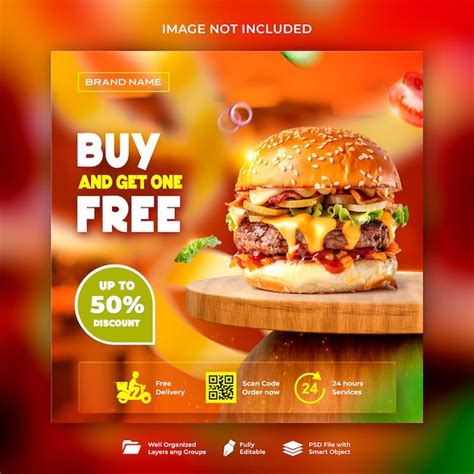 Premium Psd Delicious Burger And Food Menu Social Media Banner Template