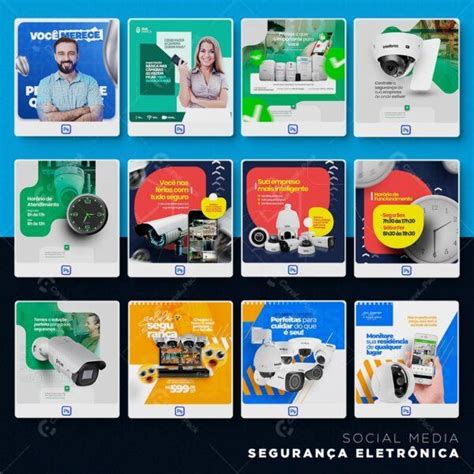 Pack 165 Artes editáveis segurança eletrônica Photoshop psd Canal dos