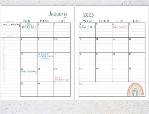 2023 Calendar Monthly Planner Printable - Etsy