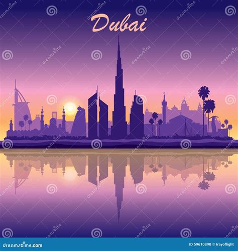 Dubai UAE Skyline And Landmarks Silhouette Cartoon Vector