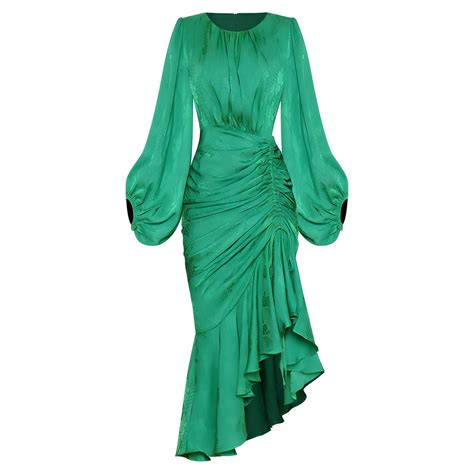 The Emerald Ruched Long Sleeve Dress Sa Formal