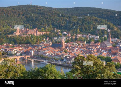 Panorama Of Heidelberg Behind Neckar River Germany Stock Photo Alamy