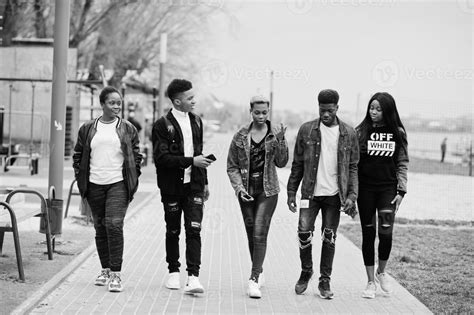 Young Millennials African Friends Walking In City Happy Black People