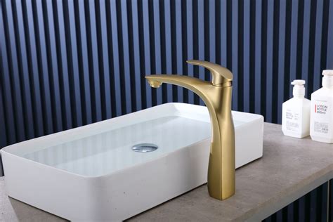 Brushed Gold Tall Vessel Sink Faucet - COLOURWAY