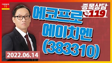 종목상담119 홍프로 에코프로에이치엔 Youtube