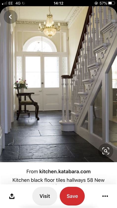 Entrance hall | House entrance, Black floor tiles, Tiled hallway