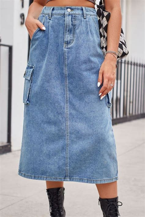 A Line Denim Skirt Midi Denim Denim Maxi Skirt High Waisted Skirt