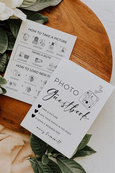 Editable Camera Instructions And Photo Guestbook Sign Wedding Instax