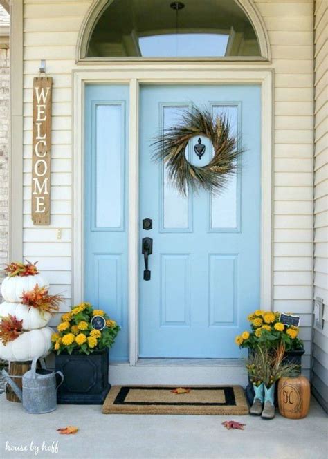 Fall Front Stoop House By Hoff Front Door Colors Front Door Door