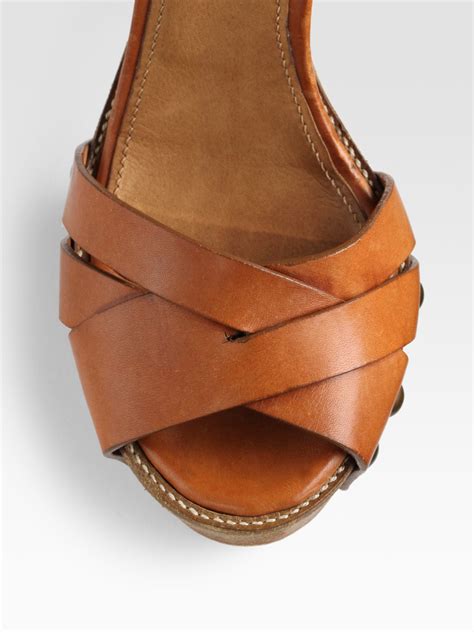 Chloé Leather Wooden-sole Platform Sandals in Brown - Lyst