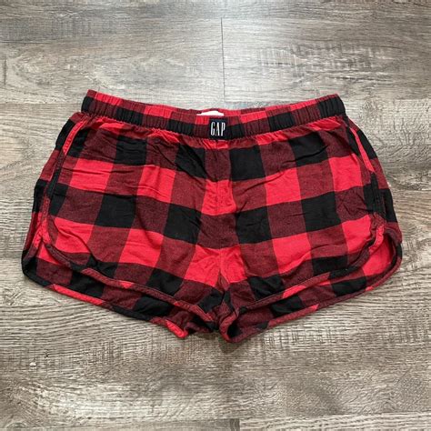 Love By Gap Plaid Red And Black Pajama Sleep Shorts Depop