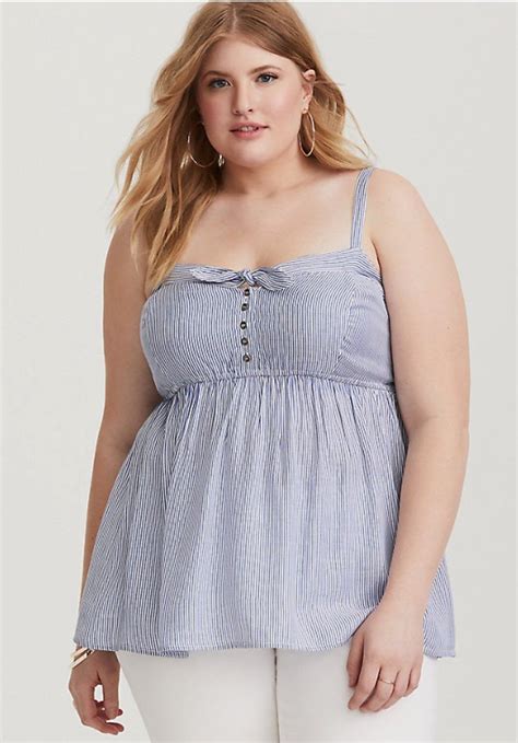 Torrid Blue And White Striped Baby Doll Tank Top Size 1 1x Good