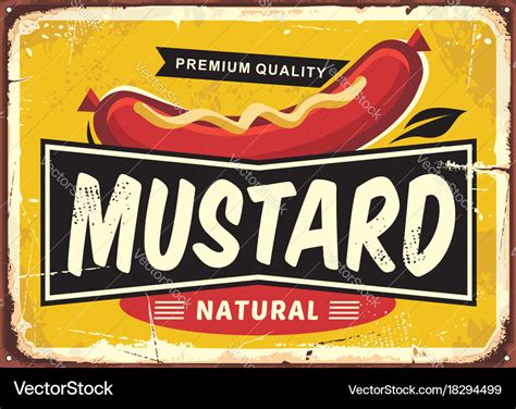 Mustard promotional retro label design Royalty Free Vector