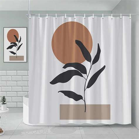 Bohemian Shower Curtain Romantic Mid Century Modern Minimalist Abstract