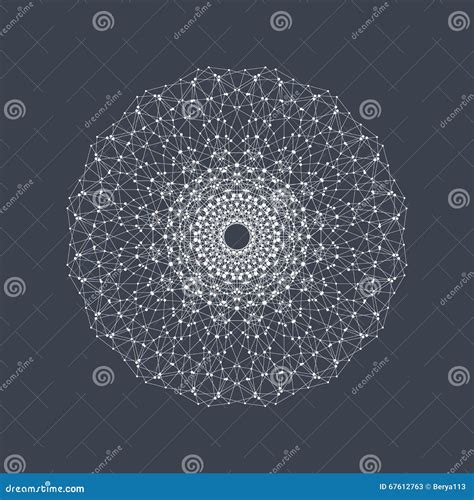 Geometric Abstract Form With Connected Line And Dots Graphic