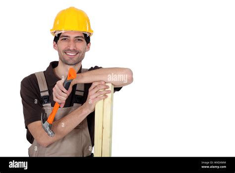 Carpenter With Hammer Stock Photo Alamy