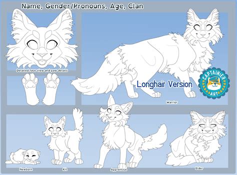 Warriors Reference Sheet Base Feline And Cat Lineart Base Etsy Finland