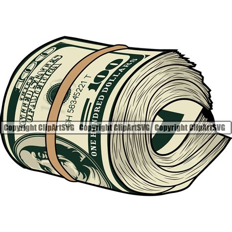 Money Cash Roll Design Element Stack Knot Roll Rubber Band Bundle