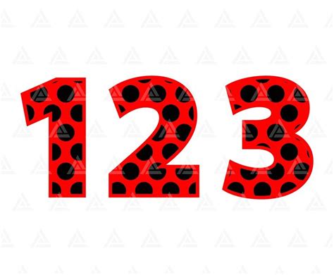 Ladybug Numbers Svg Ladybug Font Svg Polka Polka Dot Numbers Svg