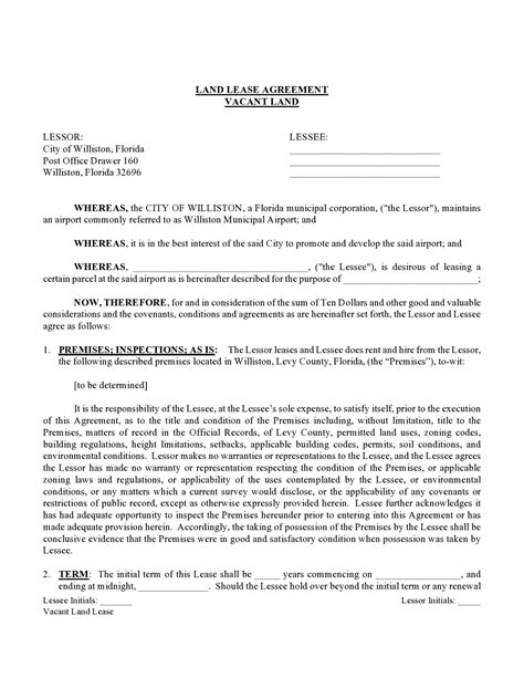 37 Free Land Lease Agreements [word And Pdf] ᐅ Templatelab