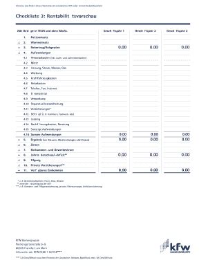 Fillable Online Steuerberater Gn Checkliste 3 Rentabilittsvorschau