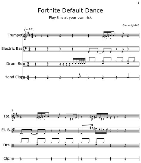 Fortnite Default Dance Sheet Music For Trumpet Electric Bass Drum