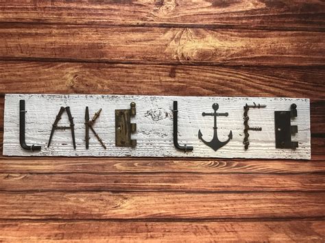 Lake Life Sign Distressed White Sign For The Lake Metal Etsy In 2021