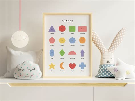 Shapes Chart for Kids Educational Learning Aid, Printable Wall Art ...