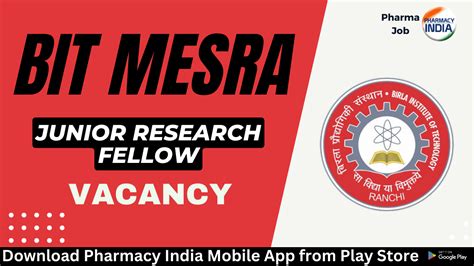 Career Opportunity As A Junior Research Fellow Jrf At Bit Mesra