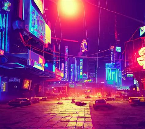 A Dreamlike Cyberpunk City Sit In The Very Far Future Stable Diffusion