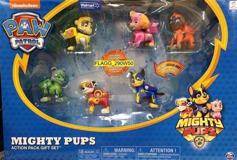 PAW PATROL-MIGHTY PUPS (6) FIGURES/ACTION PACKED GIFT SET/LIGHT-UP BADGES!!! | #1965453219