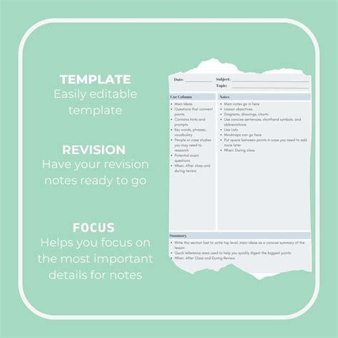 Digital Cornell Revision Notes Template for Students, University ...