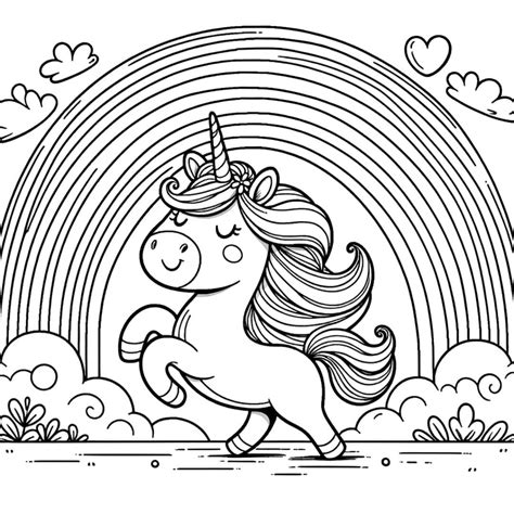 Dessin Gratuit à Imprimer Coloriage Licorne Arc En Ciel