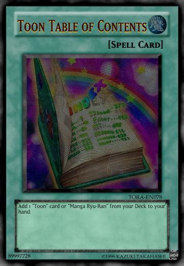 Toon Table Of Contents Cardcustom Yu Gi Oh Custom Think Tank Wiki Fandom