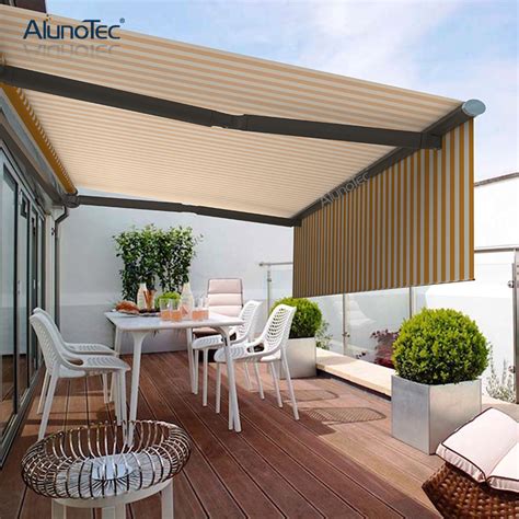 Alunotec Motorized Vertical Curtain Cassette Retractable Awning Outdoor