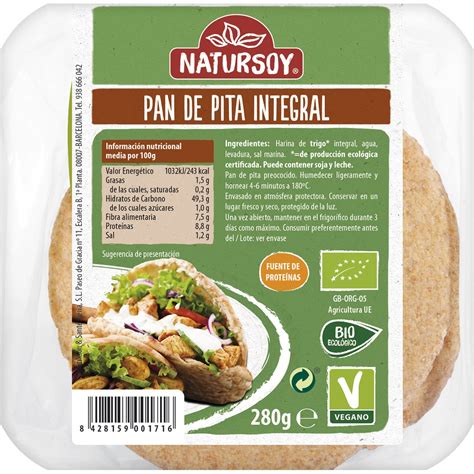 Pan De Pita Integral Ecol Gico Bolsa G Natursoy Supermercado El