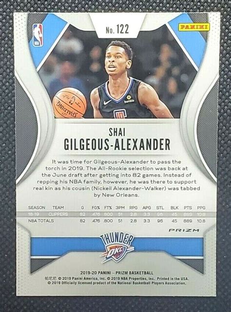 Panini Prizm Shai Gilgeous Alexander Red White Blue Parallel