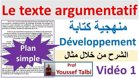 Le Texte Argumentatif Le Développement Plan Simple Youtube