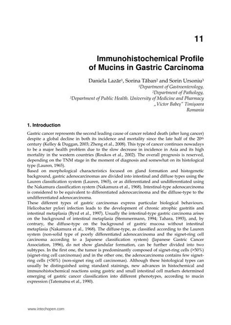 PDF Immunohistochemical Profile Of Mucins In Gastric Carcinoma