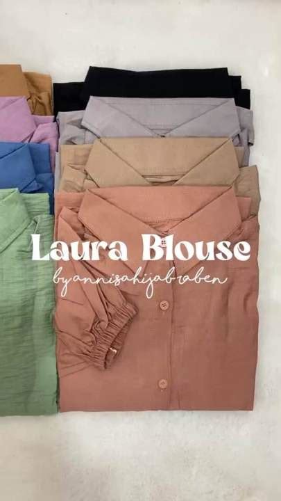 Kemeja Laura Blouse Polo Linen Terbaru Oversize Model Variasi Kancing