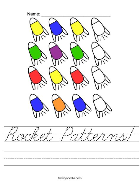 Rocket Patterns Worksheet Cursive Twisty Noodle