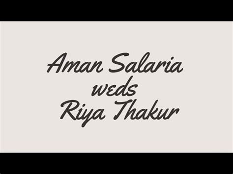 Live Wedding Ceremony Of Aman Salaria Weds Riya Thakur Youtube