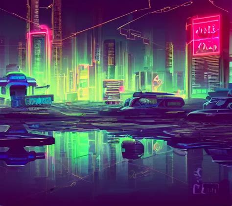 A Dreamlike Cyberpunk City Sit In The Very Far Future Stable Diffusion