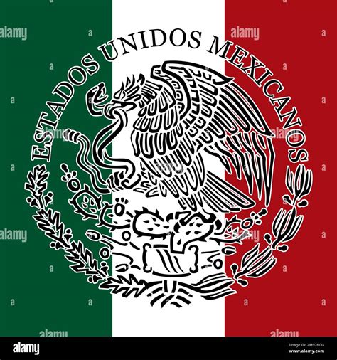 M Xico Sello Nacional Oficial En La Bandera Mexicana Ilustraci N