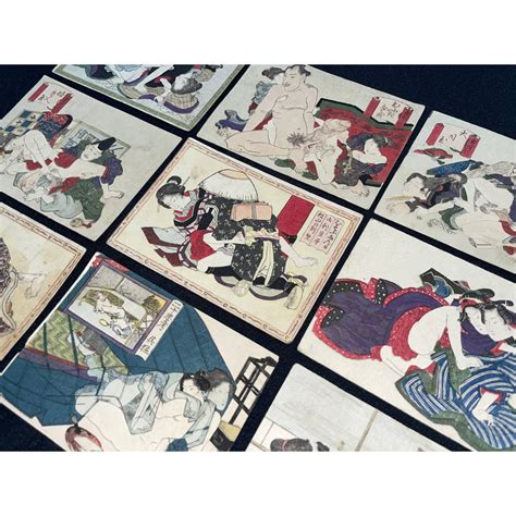 hana desu15 刺青 tattoo 小判春画 九枚 江戸時代 本物 浮世絵 木版画 春画 錦絵 珍図 枕絵 ukiyoe