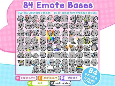 X Diy Cute Emote Bases For Twitch Youtube Or Discord Emote Base Pack