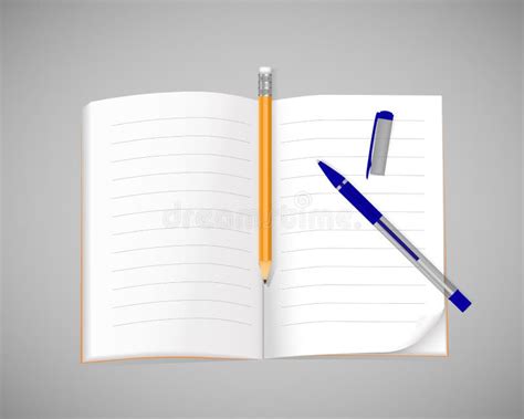 Open Notebook With Pen And Pencil Stock Vector Illustration Of Memo