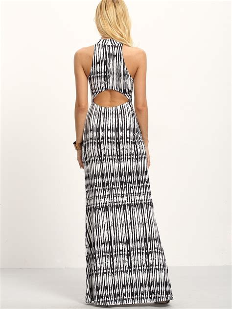 Halter Neck Cutout Back Maxi Dress Shein Sheinside