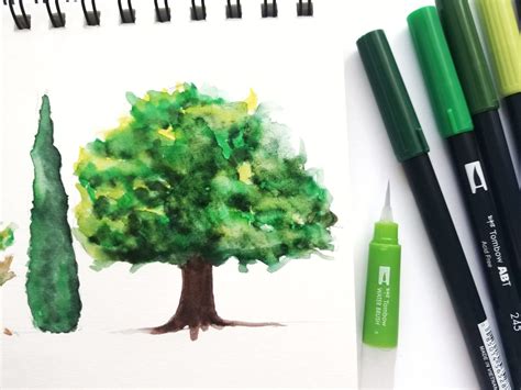 Easy Watercolor Trees in Five Steps - Tombow USA Blog