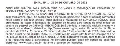 Concurso Crbio Extrato De Edital Publicado Confira Dire O Concursos